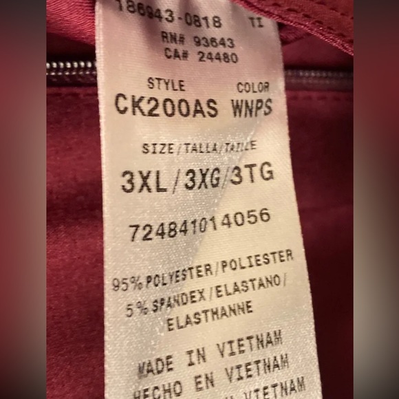 New Cherokee Infinity Burgundy Wine  3XL Men scrub pants bottoms CK200AS short - Picture 8 of 12